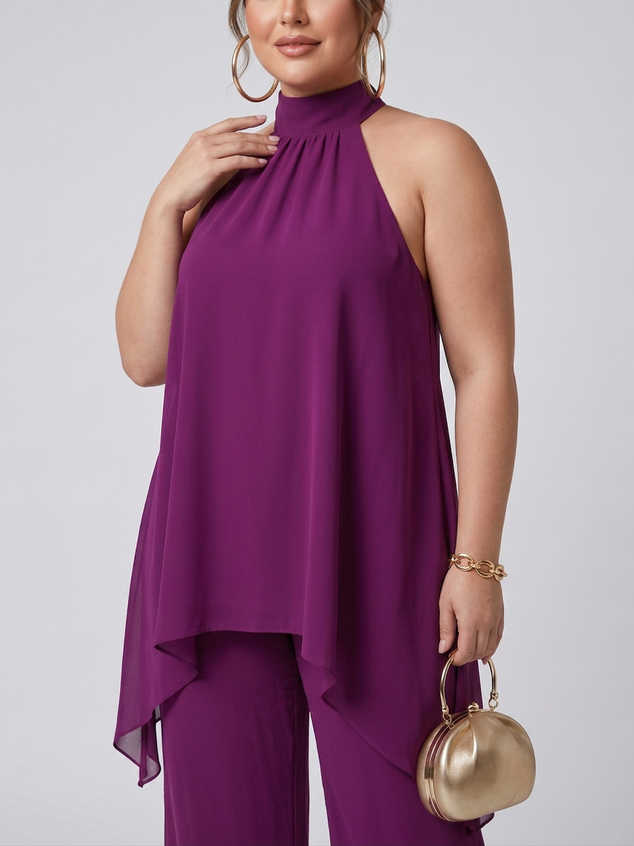 Fleur | Asymmetric Tunic Top Wide Leg Trousers Set