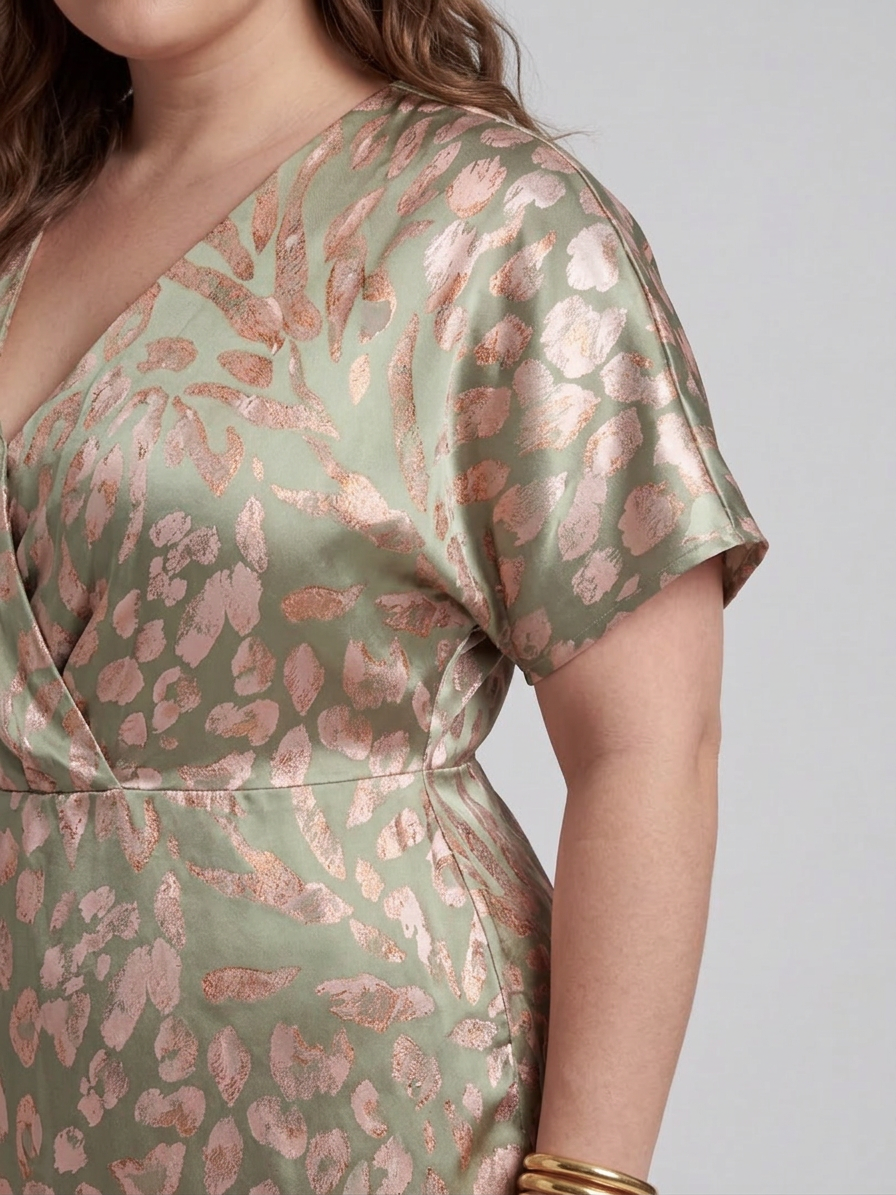 Stella &amp; Grace™ | Abstract Print V Neck Twist Waist Midi Dress