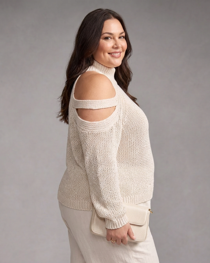 Vesper | Cold Shoulder Knit Jumper Wide Leg Trousers Set