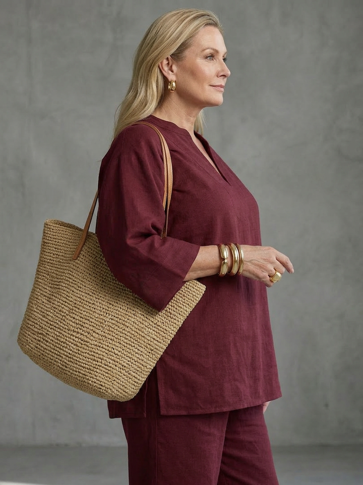Heledd | V Neck Tunic Gathered Trouser Set