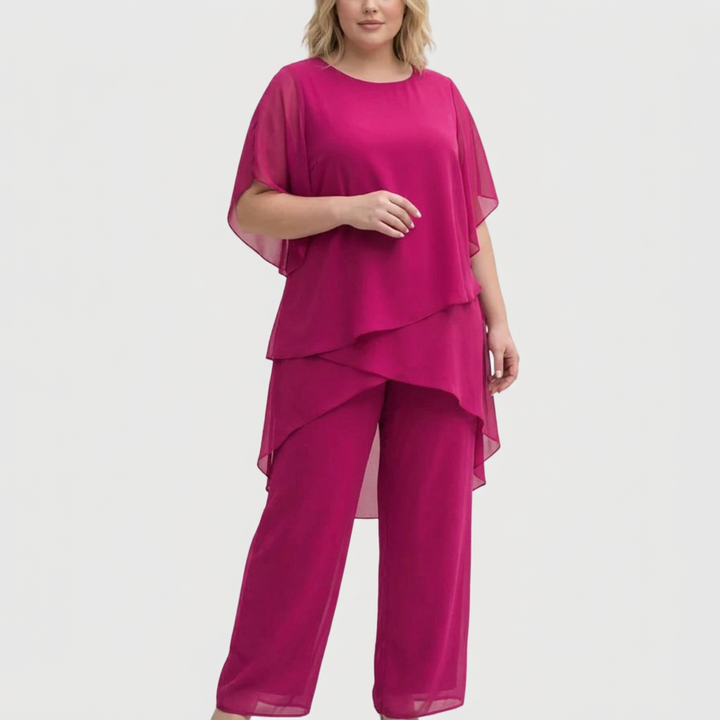 Isolde | Suit with draped palazzo Trousers