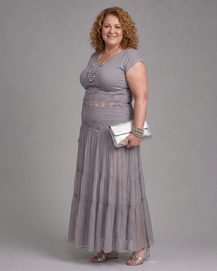 Magnolia | Draped Crop Top And Pleated Maxi Skirt Set