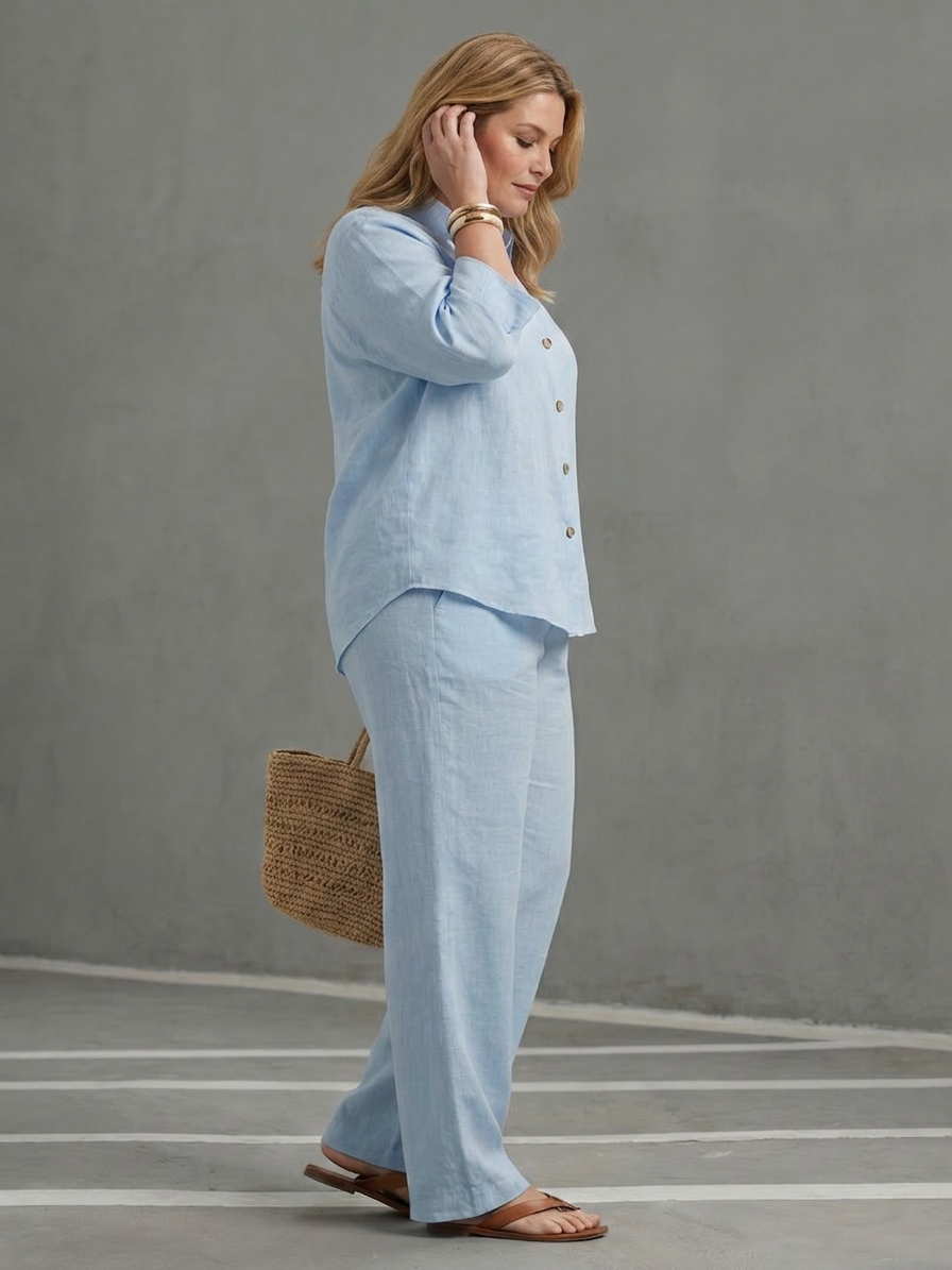 Eleni | Button Front Relaxed Tunic Trouser Set