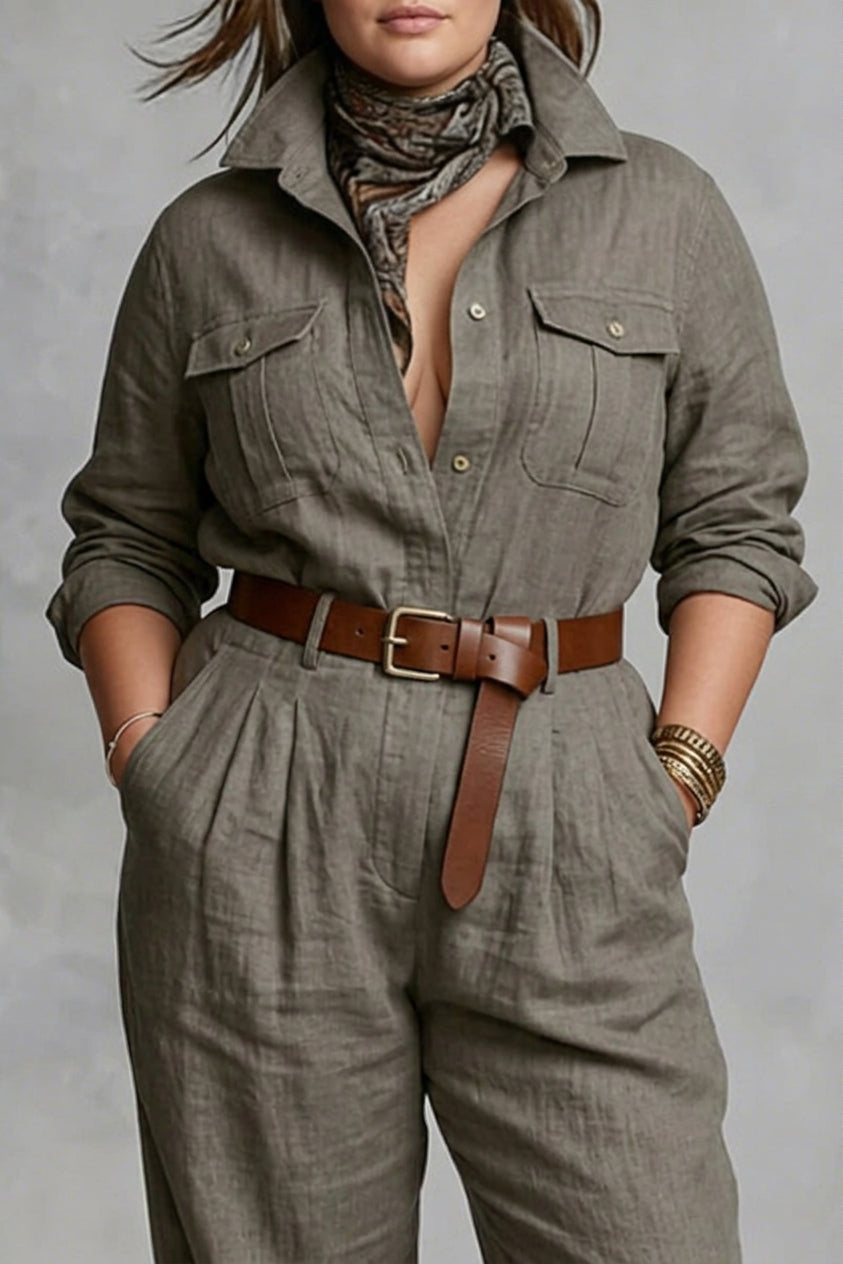 Mireille - Cotton And Linen Shirt Jumpsuit