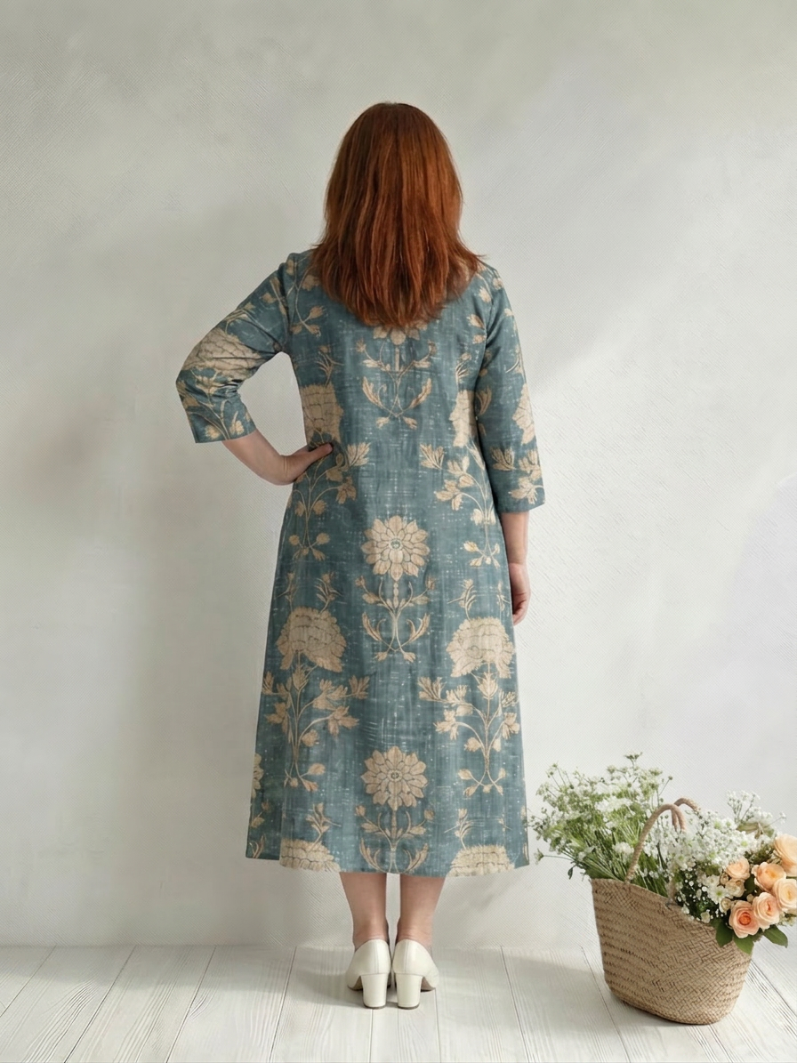 Aveline | Gentle Shape Floral Midi Dress