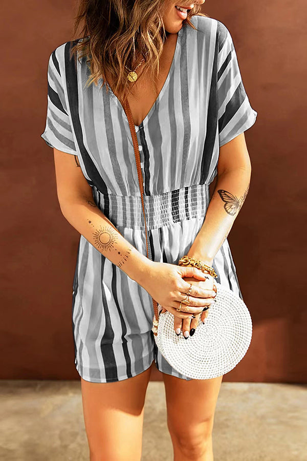 Perdita - Love for A Lifetime Striped Button Romper