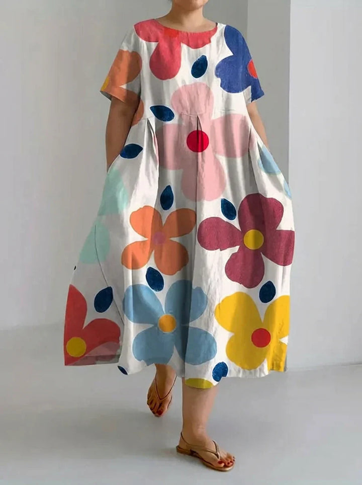 Aveline | Retro Botanical Floral Design Printed Casual Loose Dress