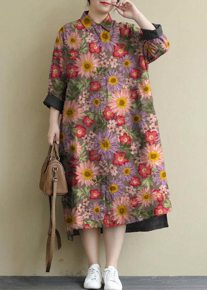 Isolde - Red Linen Shirt Dress Casual Oversize Spring Maxi Dresses
