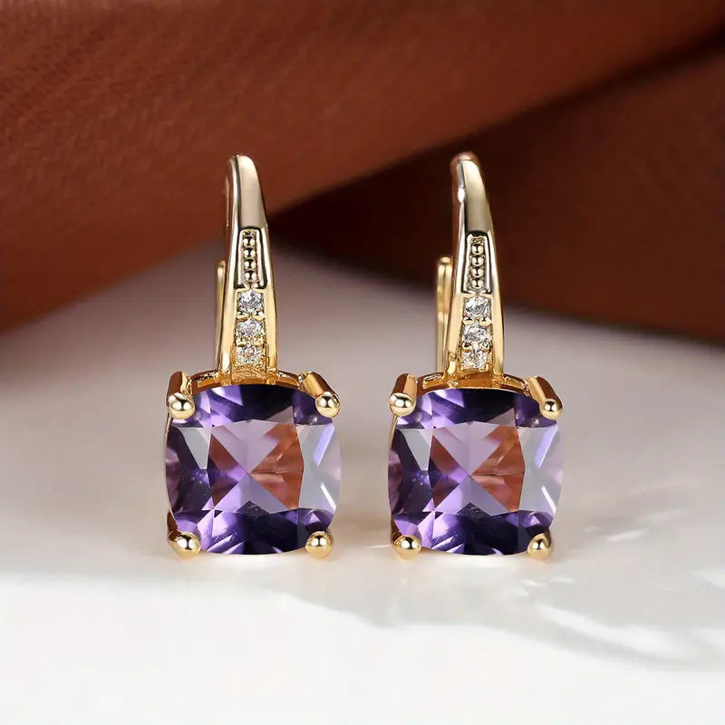 Kaia Sapphire Stone Hoop Earrings | Gold