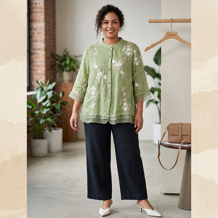Noa - Pure Cotton Embroidered Shirt