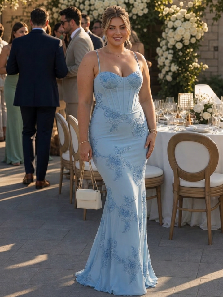 Clover | Spaghetti Strap Corset Bodice Maxi Dress