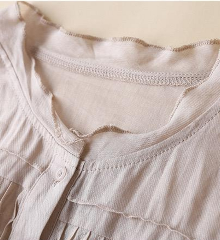 Rhian - Pure Cotton Shirt With Pleat Work