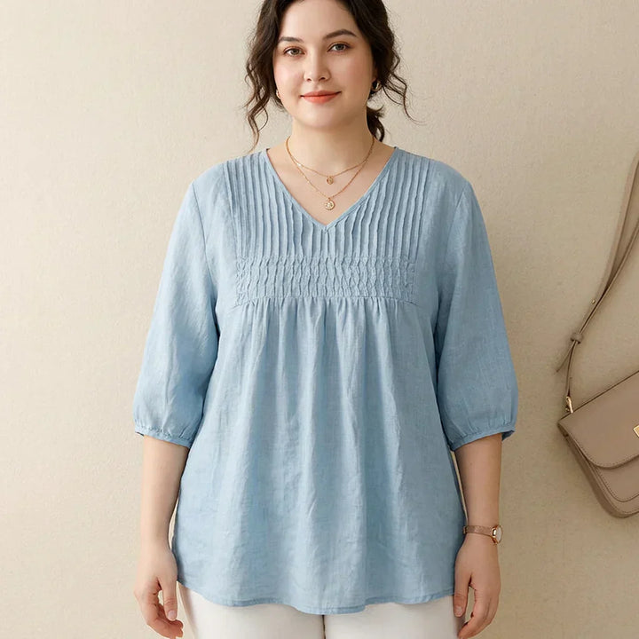 Tindra - Pure Linen Cotton Pleated Comfortable tunic