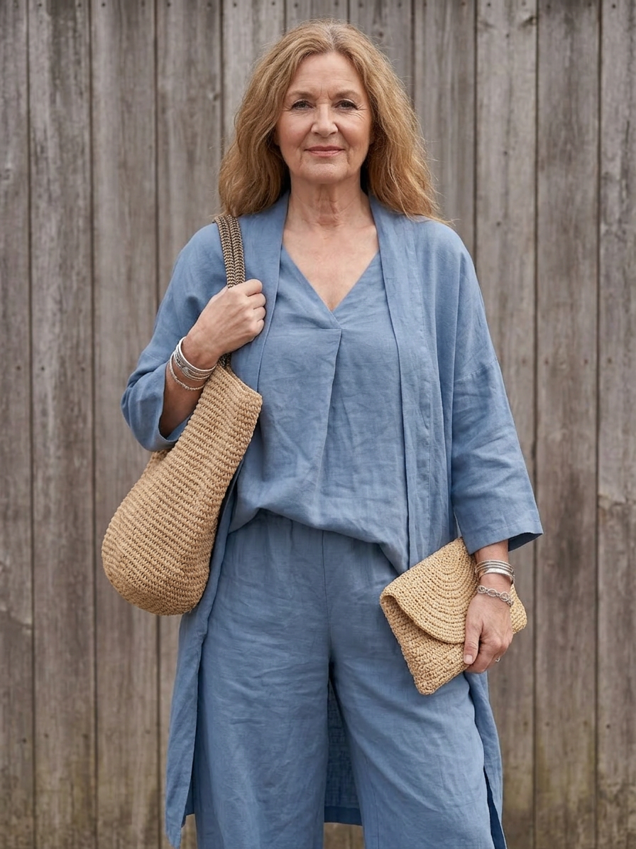 Juna | Loose Tunic Top Wide Leg Trouser Set