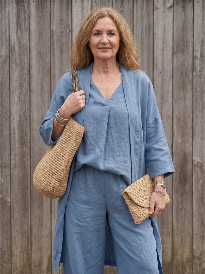 Juna | Loose Tunic Top Wide Leg Trouser Set