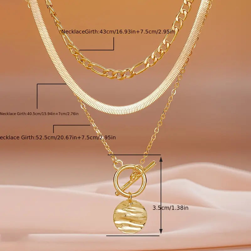 Anouk Textured Coin Layered Necklace | Gold