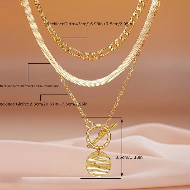 Anouk Textured Coin Layered Necklace | Gold