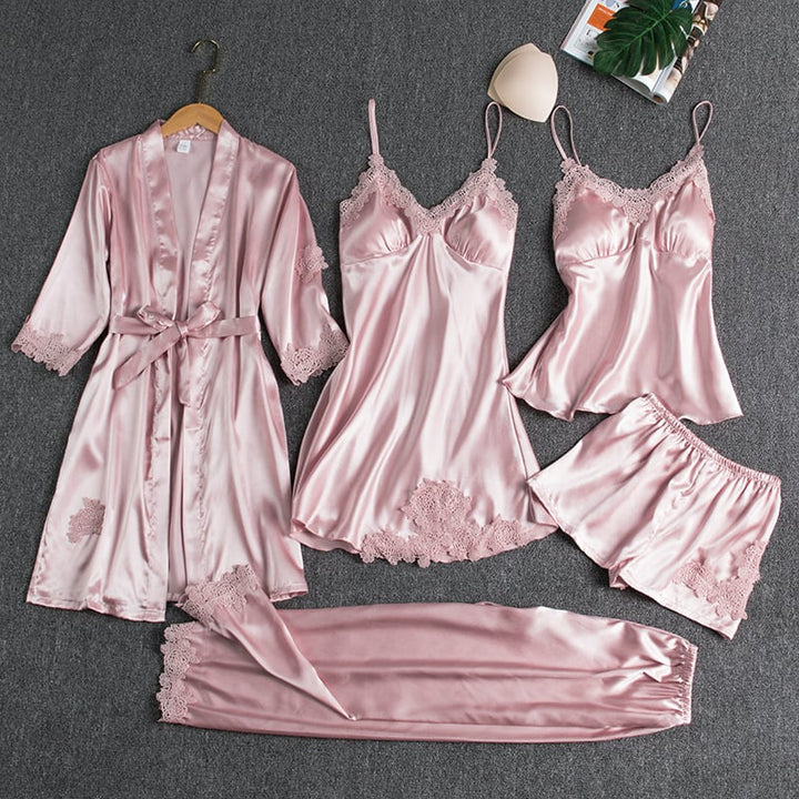 Selma | 5-Piece Silk Lace Nightwear Set