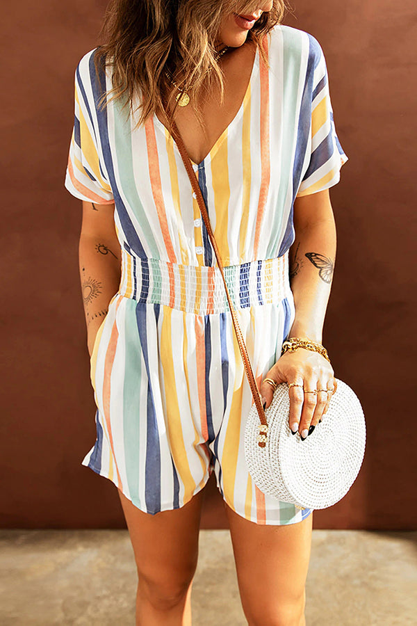 Perdita - Love for A Lifetime Striped Button Romper