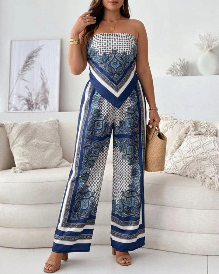 Wren | Vacation Ready Stylish Lace-Up Vest &amp; Trousers Two-Piece Set Dress