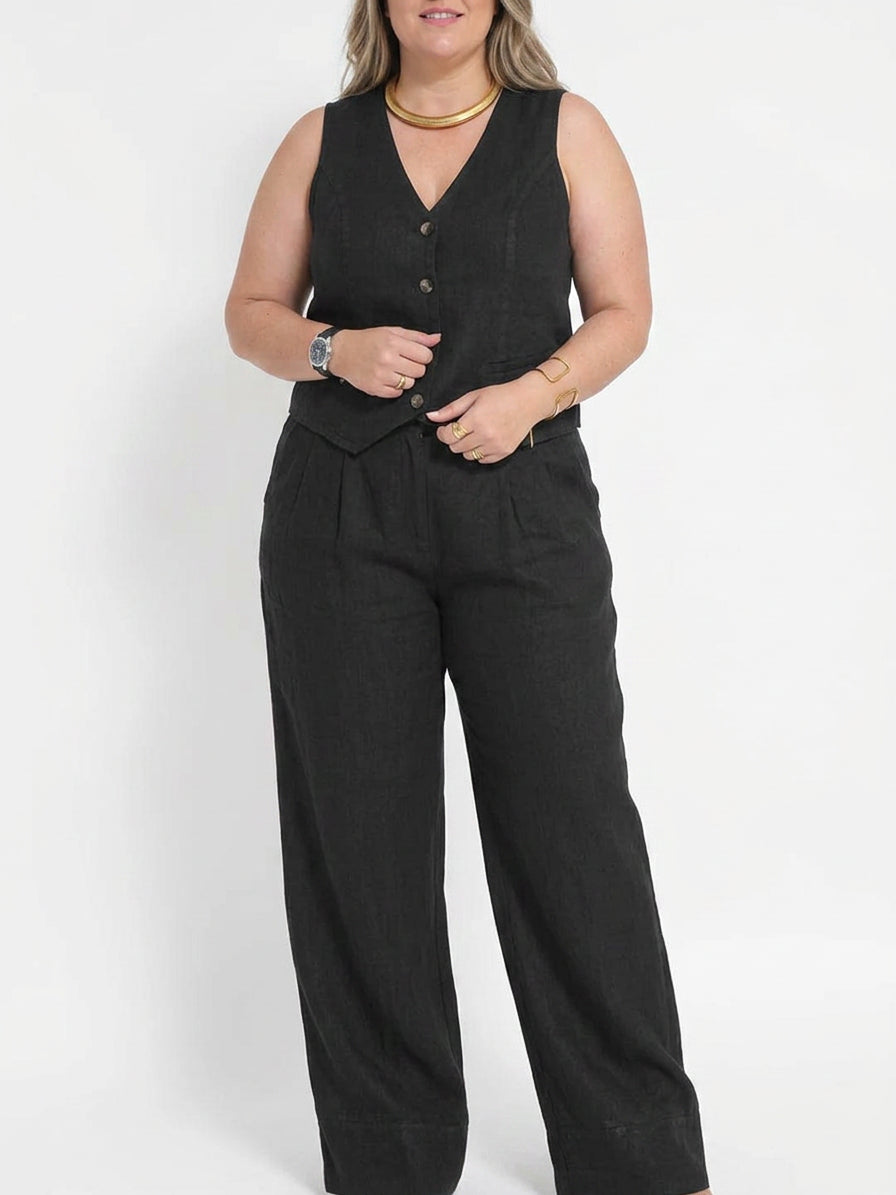 Seraphina – Co-ord Set Elegant Two-Piece With Waistcoat &amp; Trousers Wide-Leg