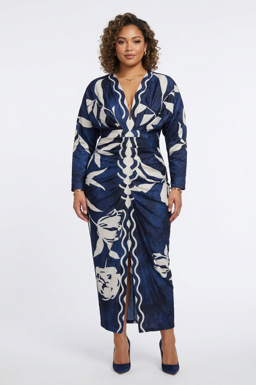 Signy | Sun Escape Unique Print Dolman Midi Dress