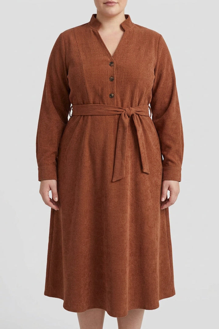 Nova - Corduroy Tie-Waist Dress