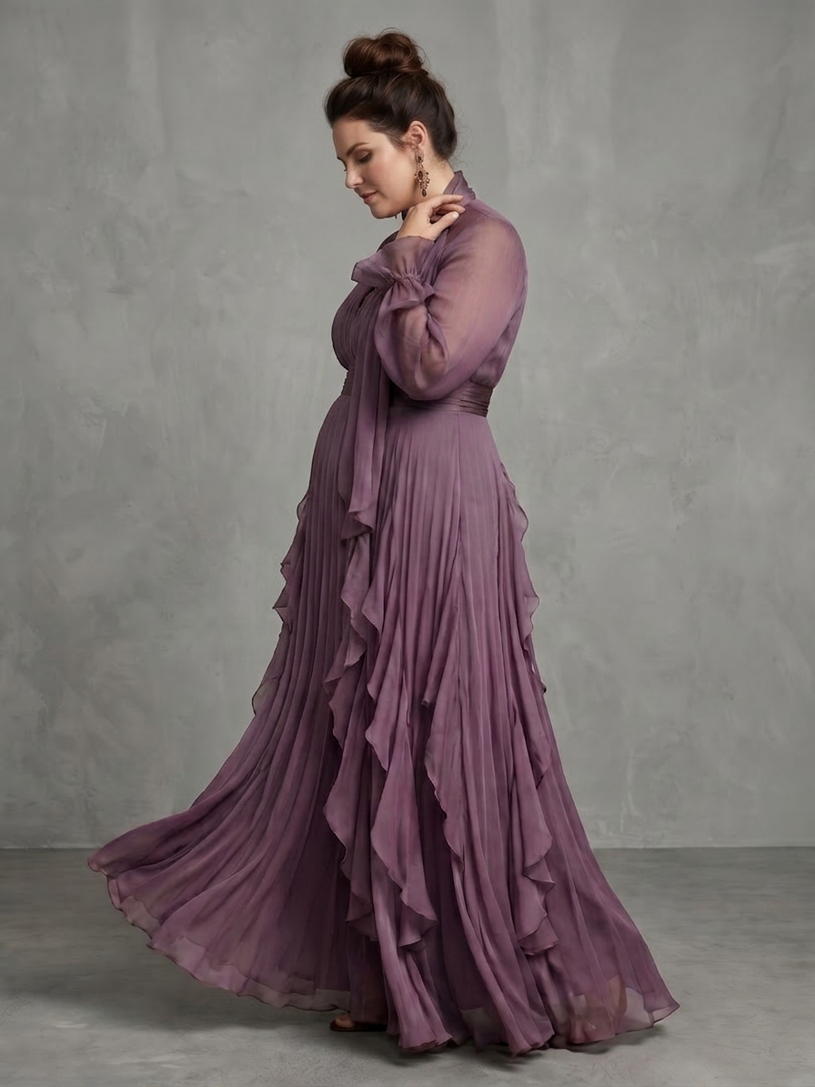 Adeline | Tie Neck Ruffle Tiered Maxi Dress