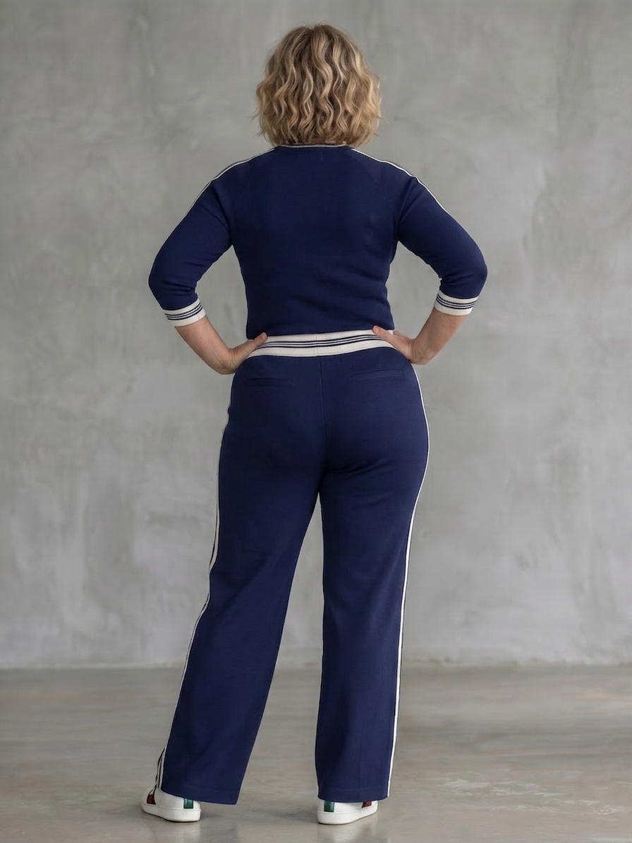 Alma | Fitted Long Sleeve Top Wide Leg Trousers Set