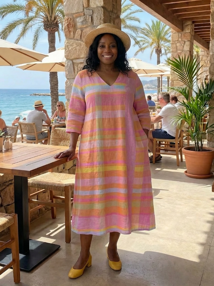 Jolie | Easy Drape Stripe Midi Dress
