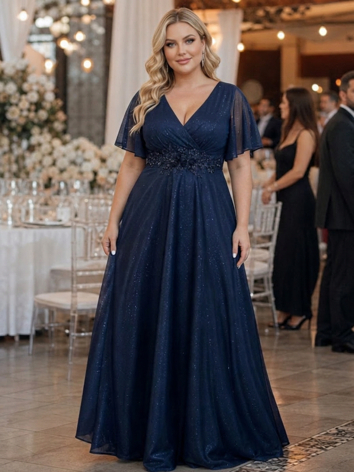 Rhea | Short Sleeve V Neck Flowing Maxi Dress