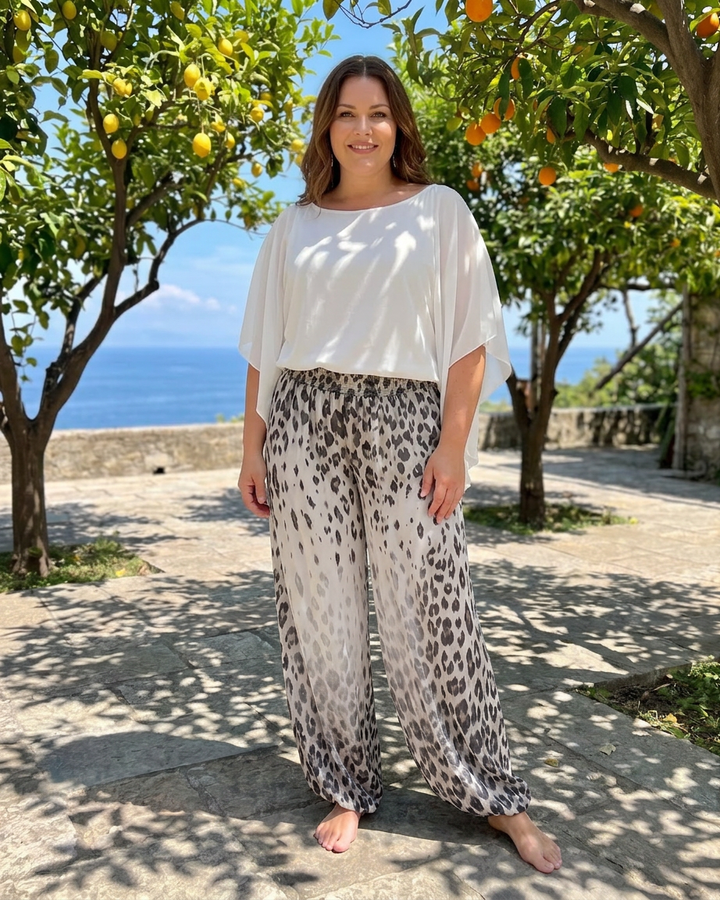 Vienne | Flowing Chiffon Top And Printed Wide Leg Trousers Set