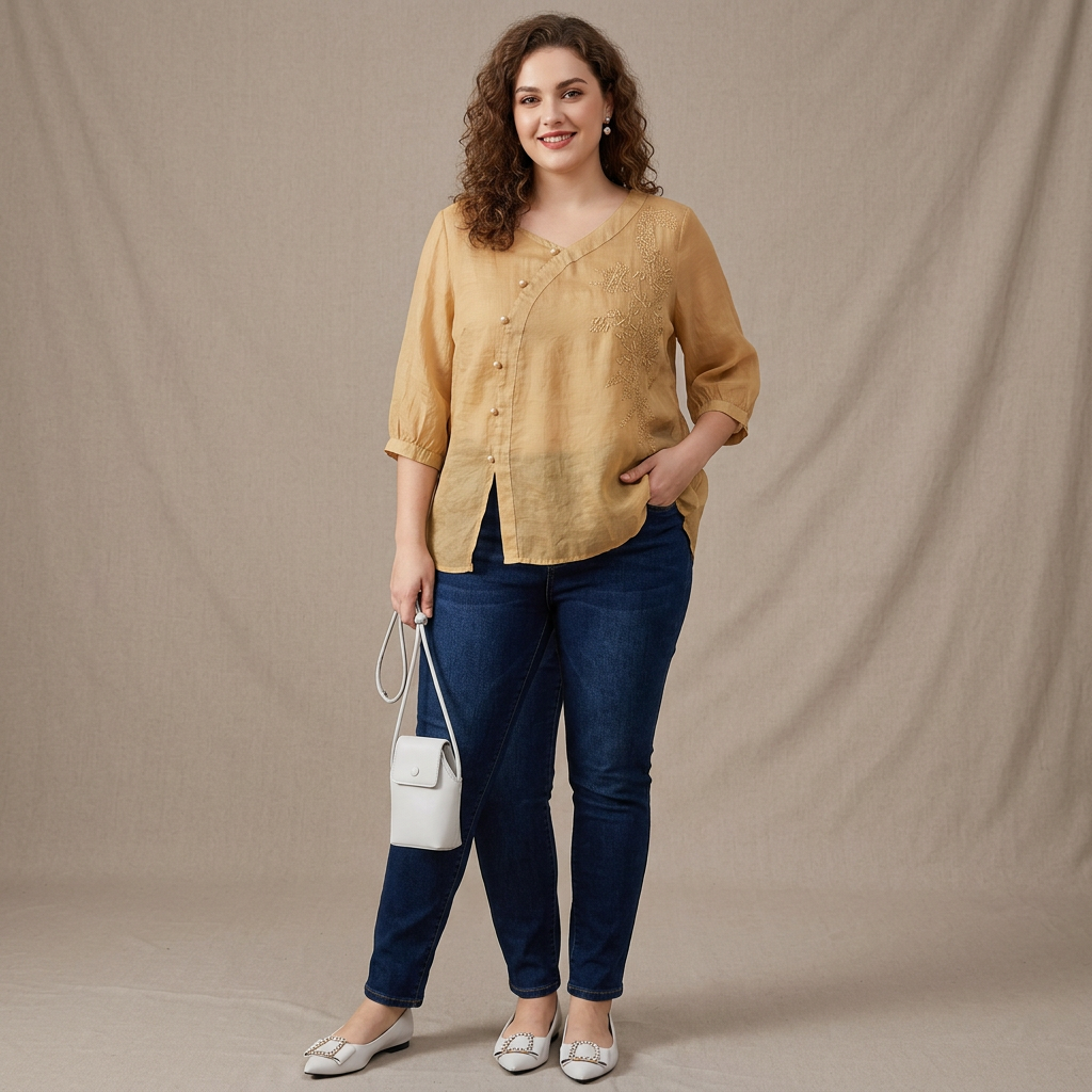 Clemence - Pure Cotton Embroidered Elegant Top