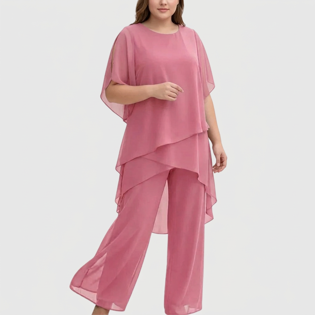 Isolde | Suit with draped palazzo Trousers