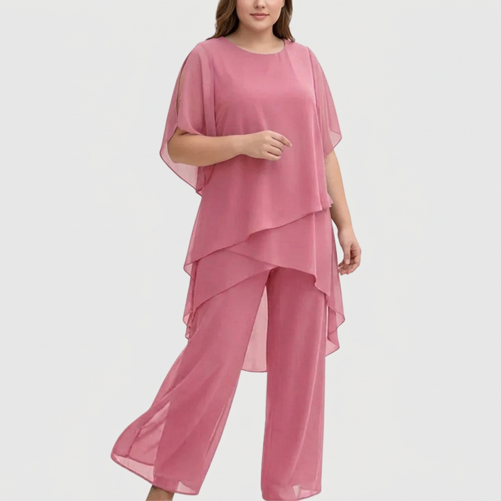 Isolde | Suit with draped palazzo Trousers