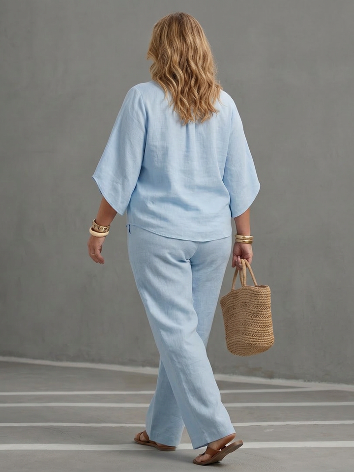 Eleni | Button Front Relaxed Tunic Trouser Set