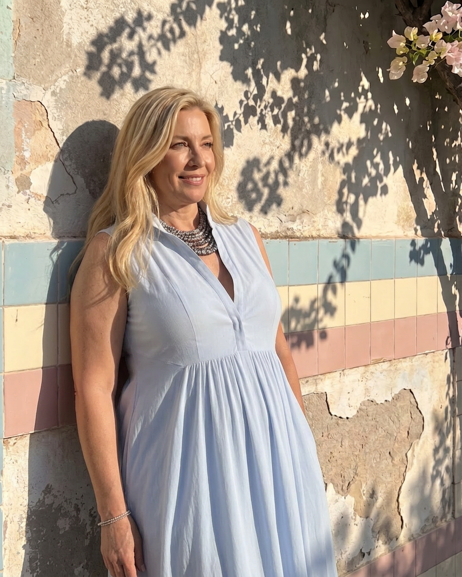 Adeline | Sleeveless Collared Flowing Wide Leg Jumpsuit