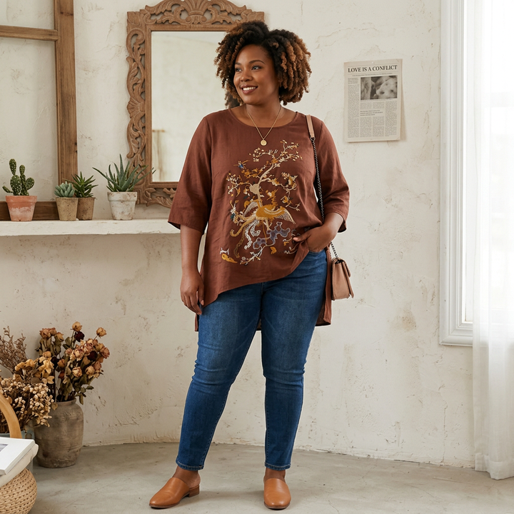 Anwen - Pure Cotton Embroidered Comfortable Top