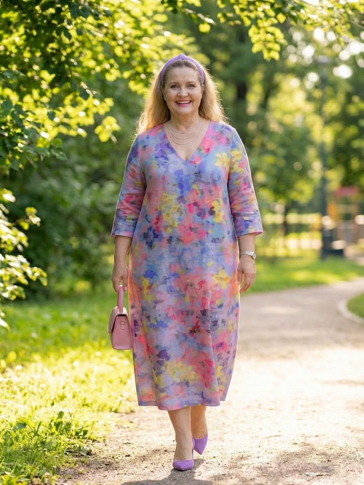 Faye | Abstract Floral Midi Dress