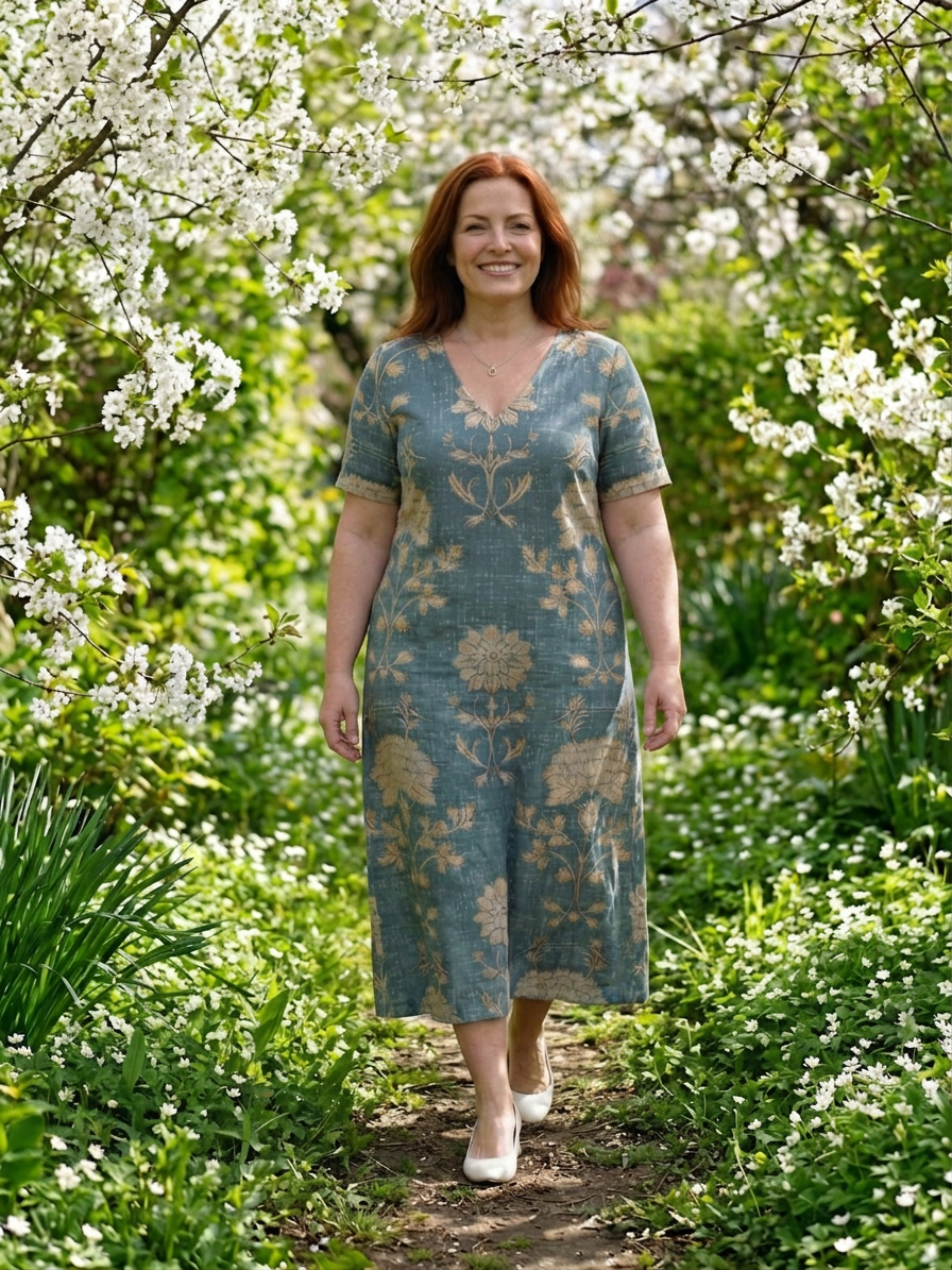 Aveline | Gentle Shape Floral Midi Dress