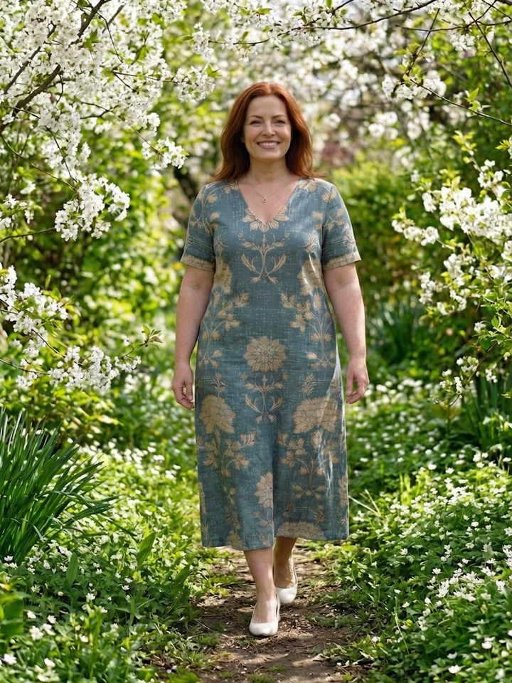 Aveline | Gentle Shape Floral Midi Dress