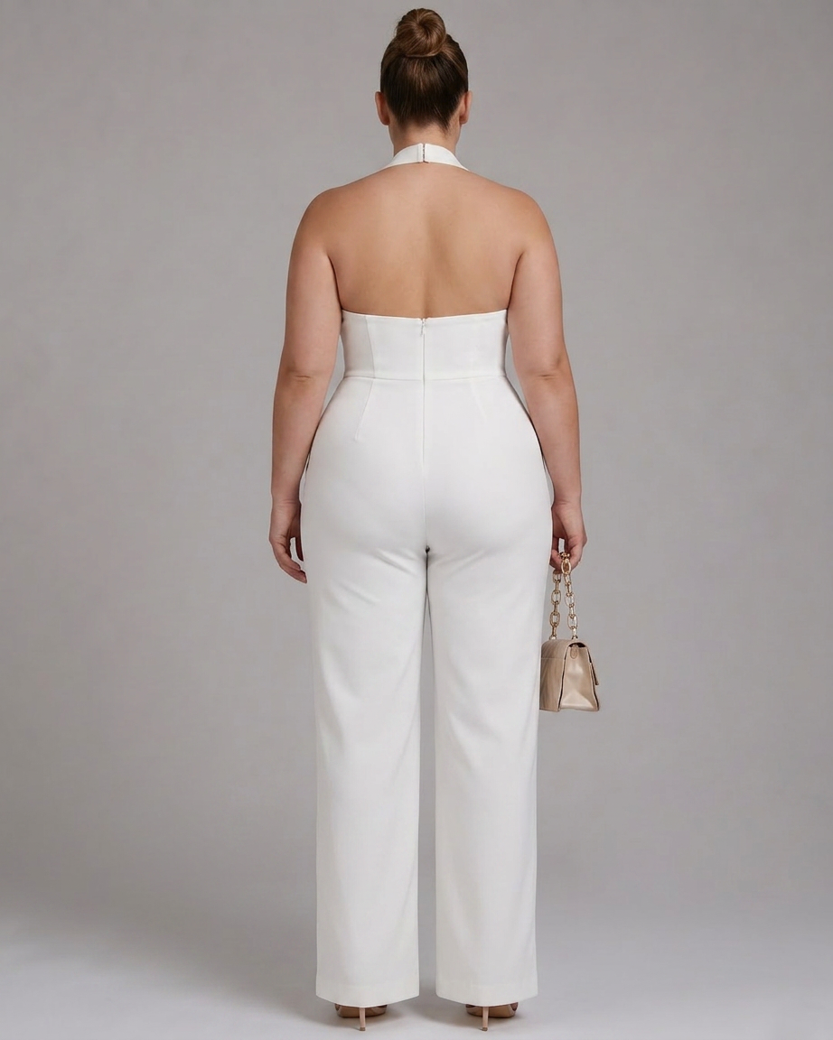 Amina | Halter Neck Wide Leg Sleeveless Jumpsuit