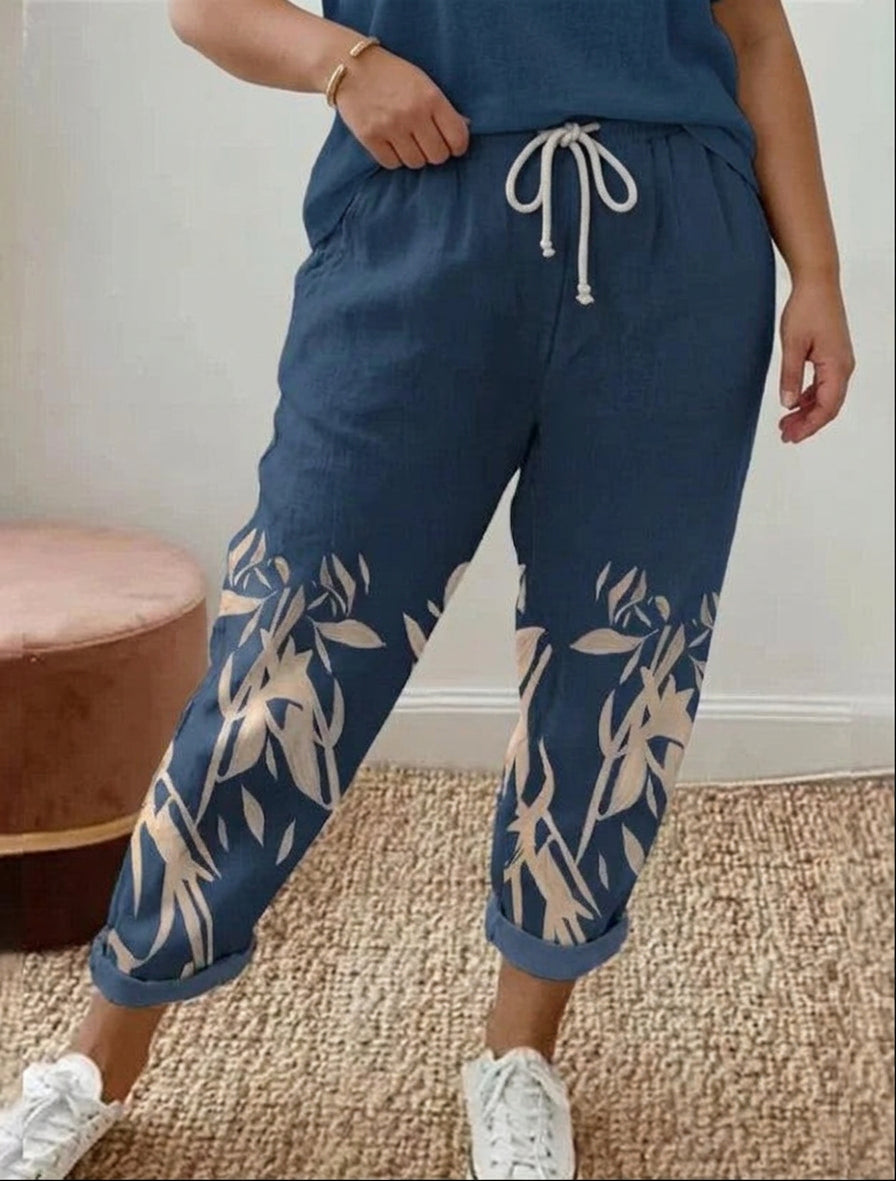 Calliope | Midnight Botanical Lounge Trousers