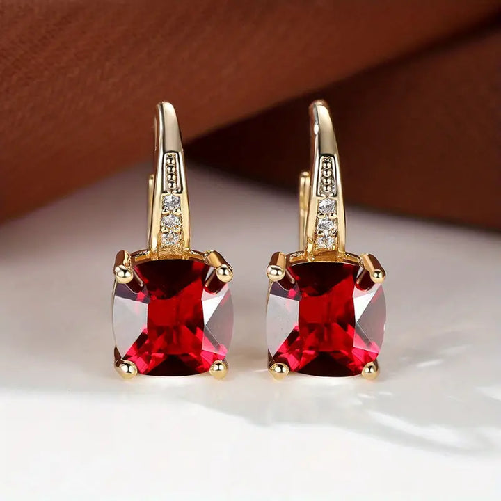 Amity Stone Hoop Earrings | Gold