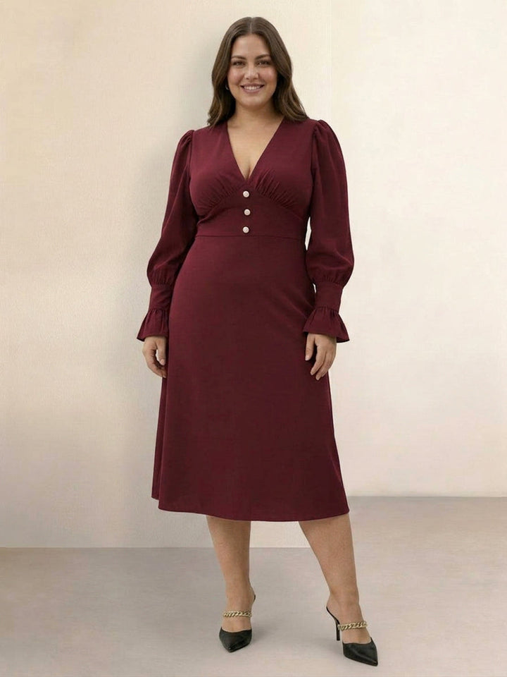 Bellamy - Slimming V-Neck Midi Dress