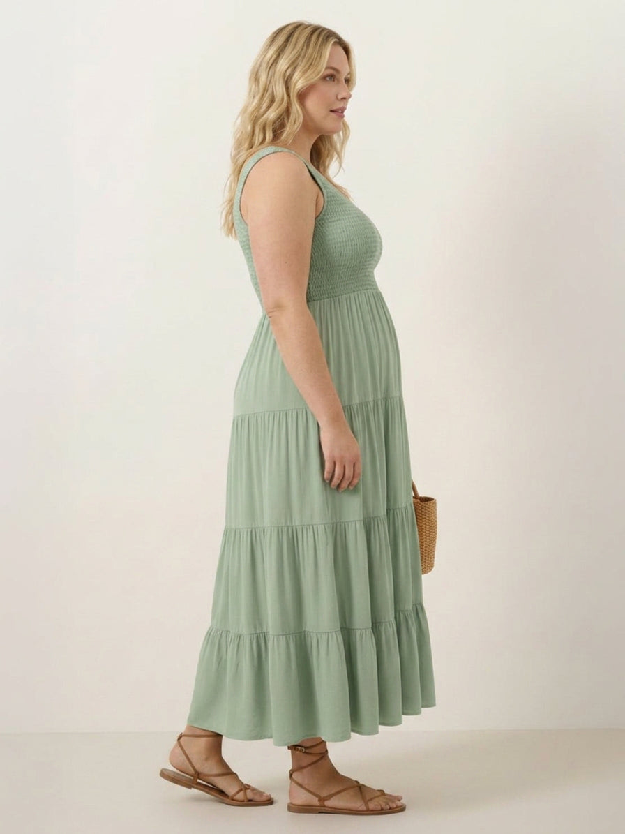 Cassia - Smocked Sleeveless Maxi Dress