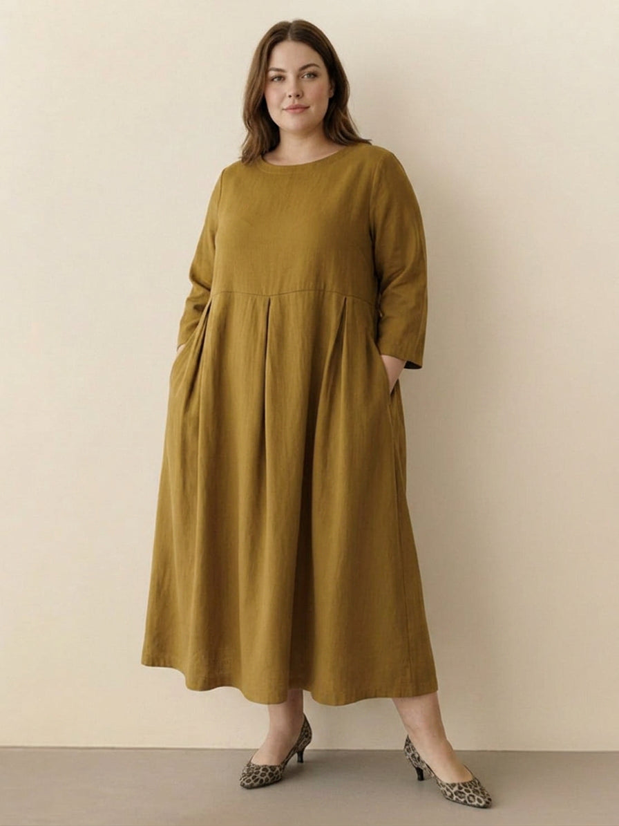 Iona - Cotton-Linen Waist Dress