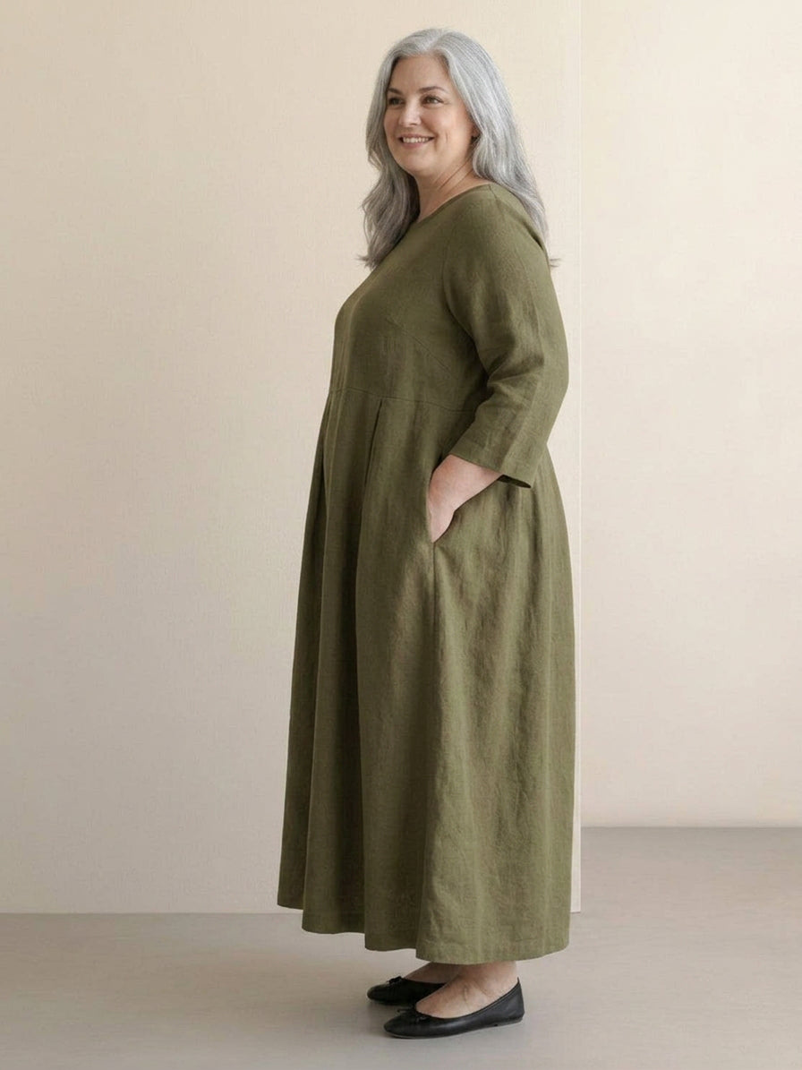 Iona - Cotton-Linen Waist Dress