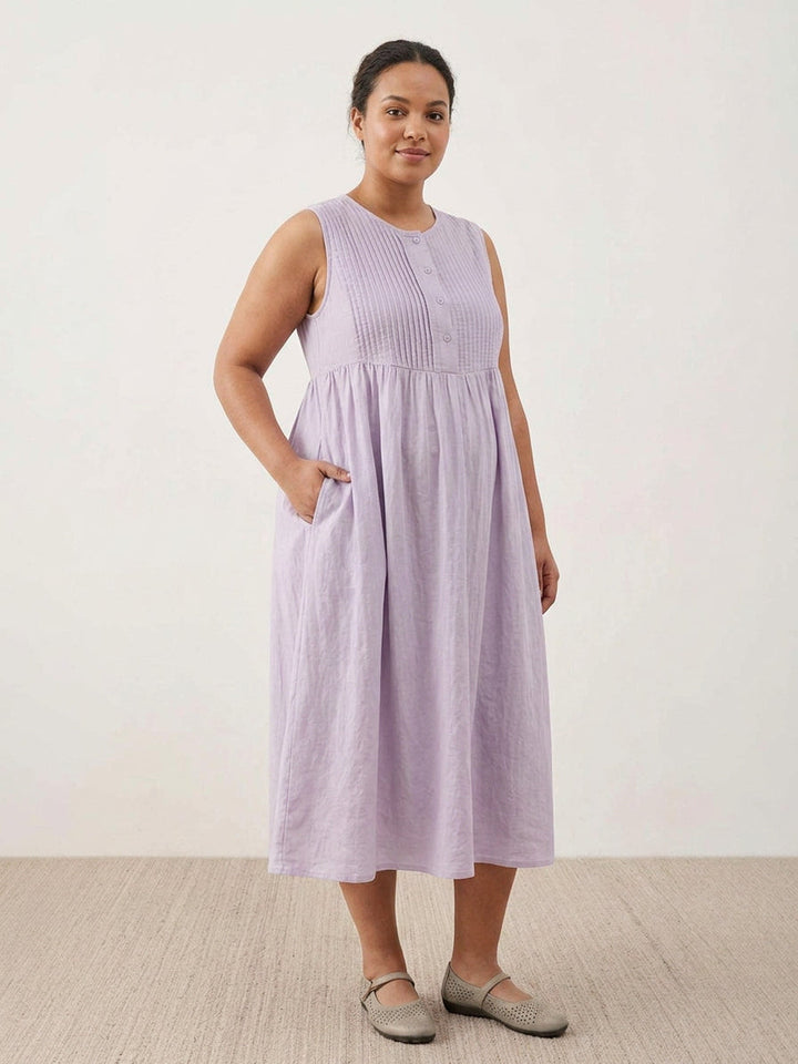 Olwen - Cotton Linen Midi Dress