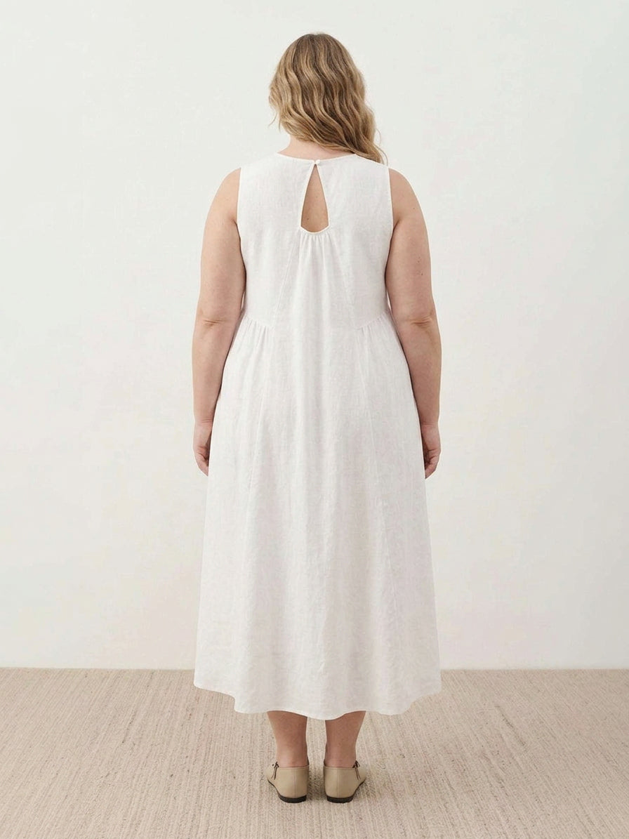 Olwen - Cotton Linen Midi Dress